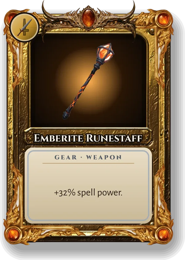 Emberite Runestaff: +32% spell power.