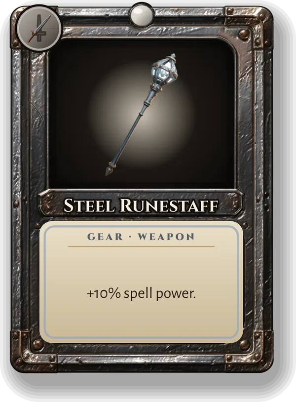 Steel Runestaff: +10% spell power.